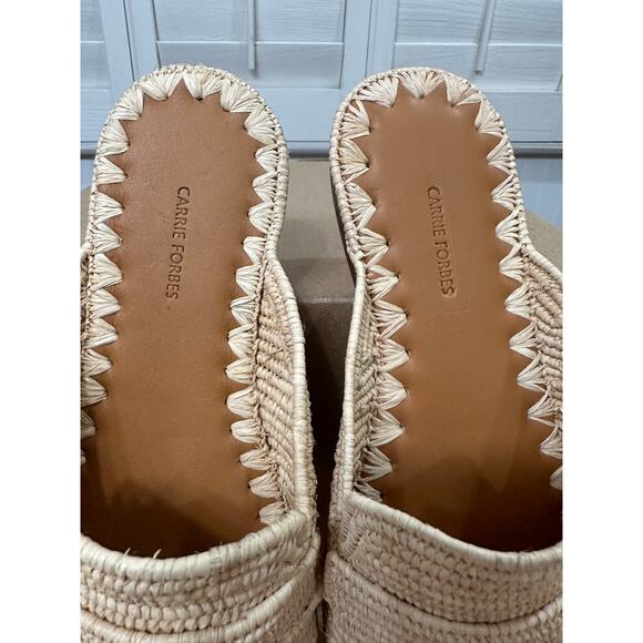 Carrie Forbes Tapa Woven Raffia Loafer Mules Natural Woven Raffia Size 8 US NWOT - Picture 9 of 15